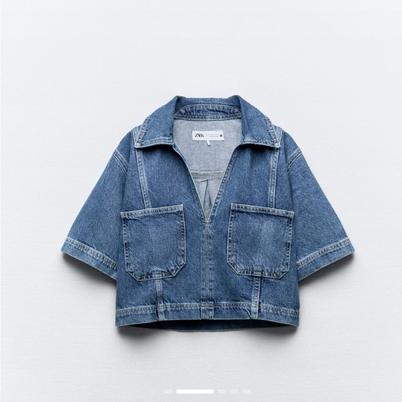 Zara Denim Crop Top and Skort Set - Picture 4 of 7